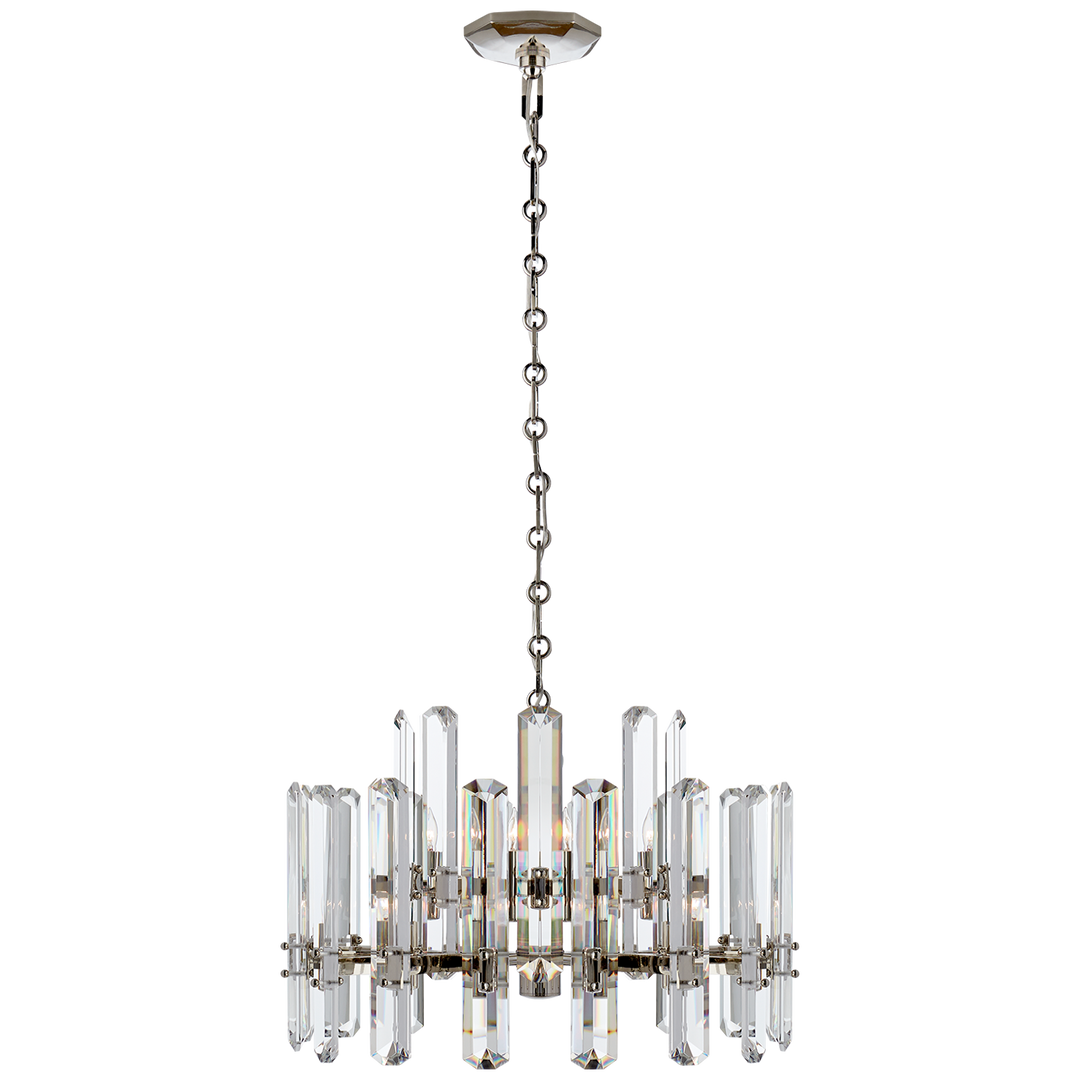 Bonnington Chandelier in Polished Nickel with Crystal