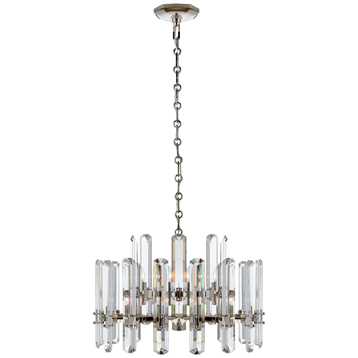 Bonnington Chandelier in Polished Nickel with Crystal