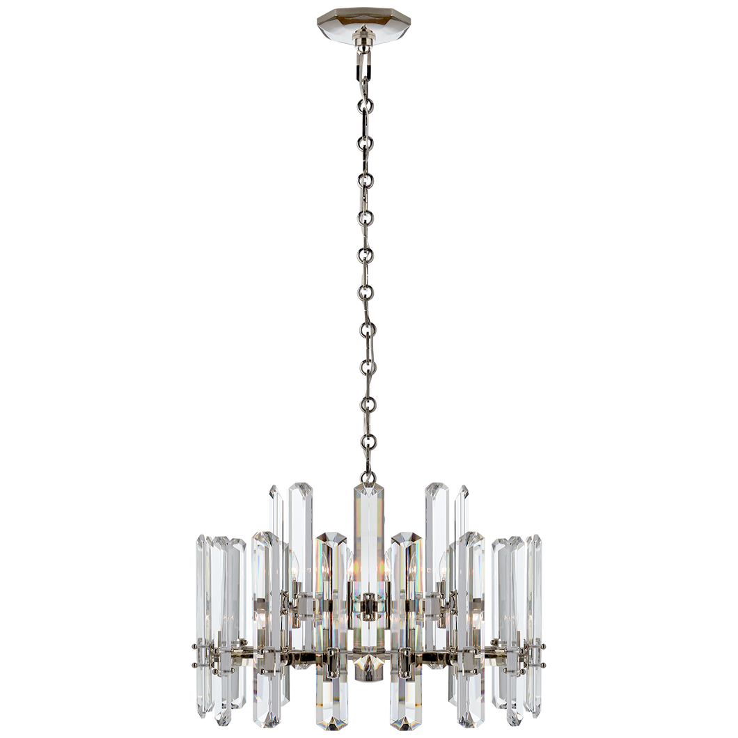 Bonnington Chandelier in Polished Nickel with Crystal