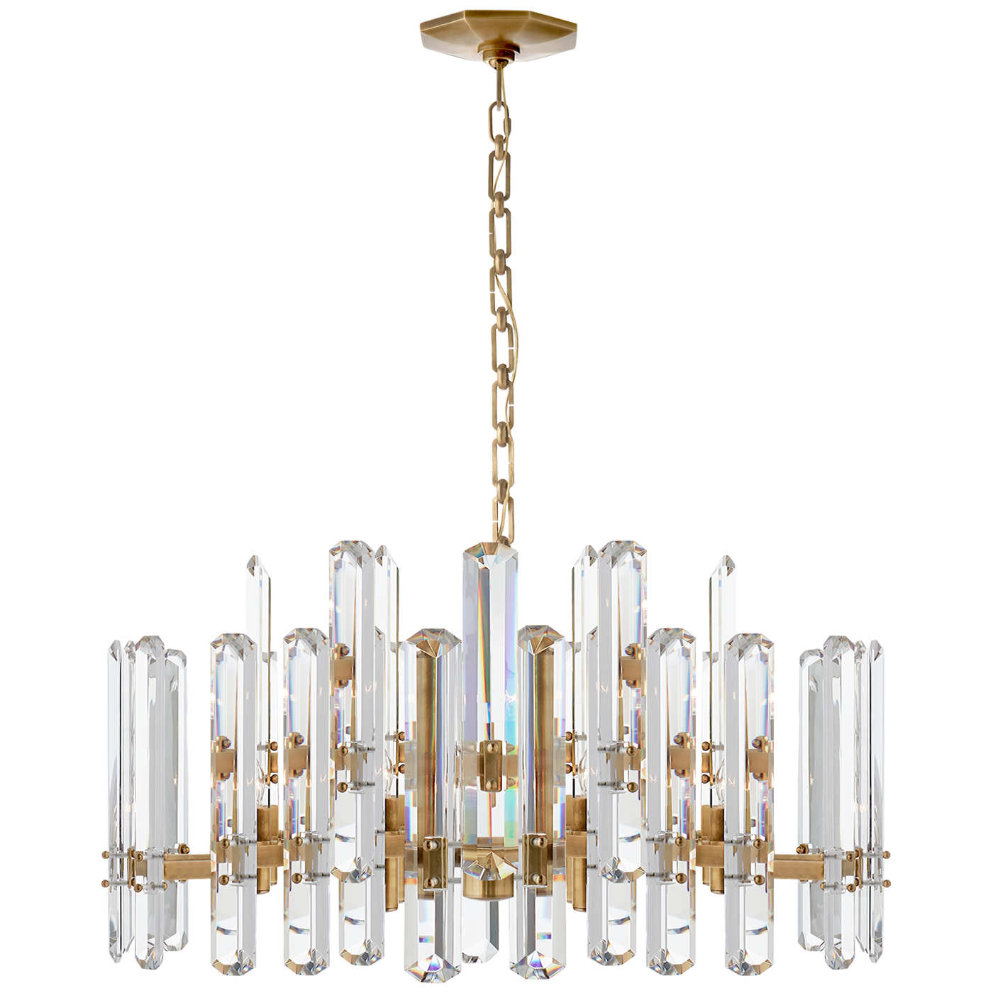Bonnington Large Chandelier in Hand-Rubbed Antique Brass with Crystal