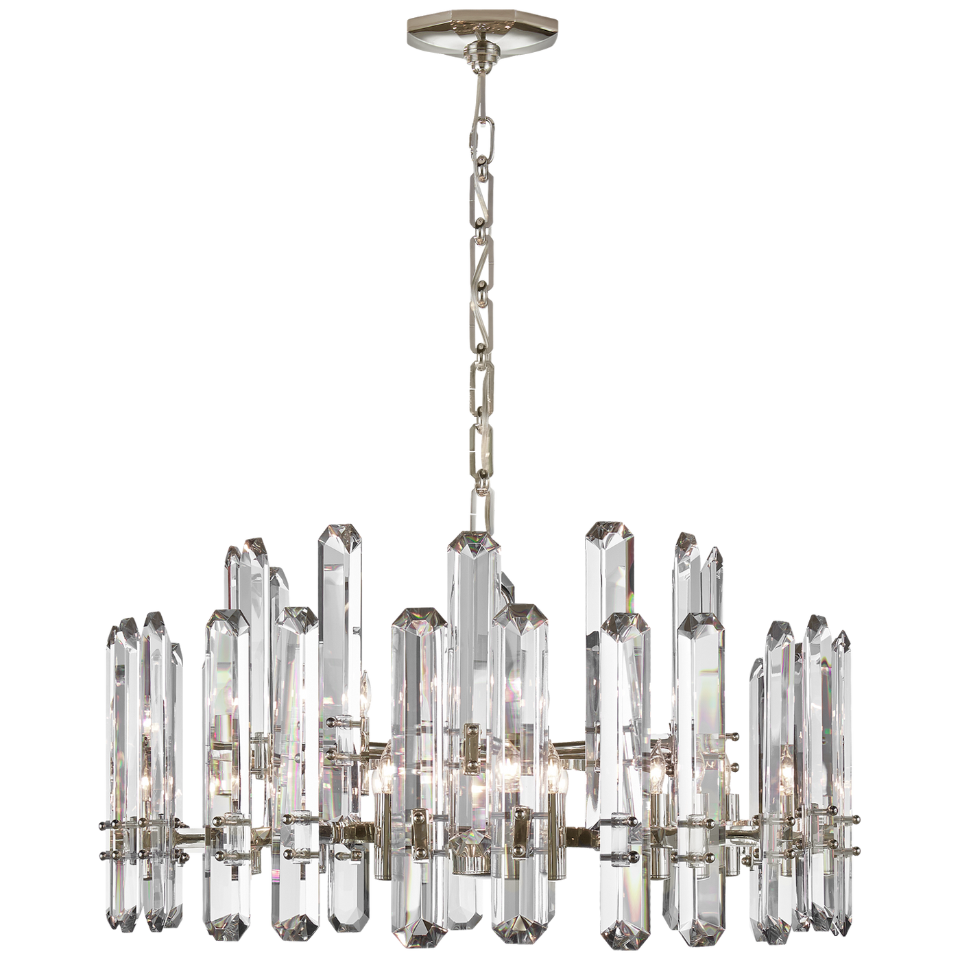 Bonnington Large Chandelier in Polished Nickel with Crystal