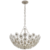 Claret Short Chandelier in Burnished Silver Leaf with Crystal