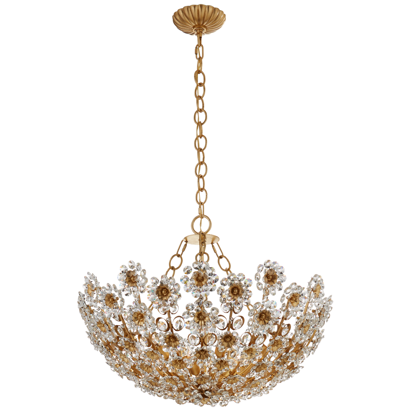 Claret Short Chandelier in Gild with Crystal