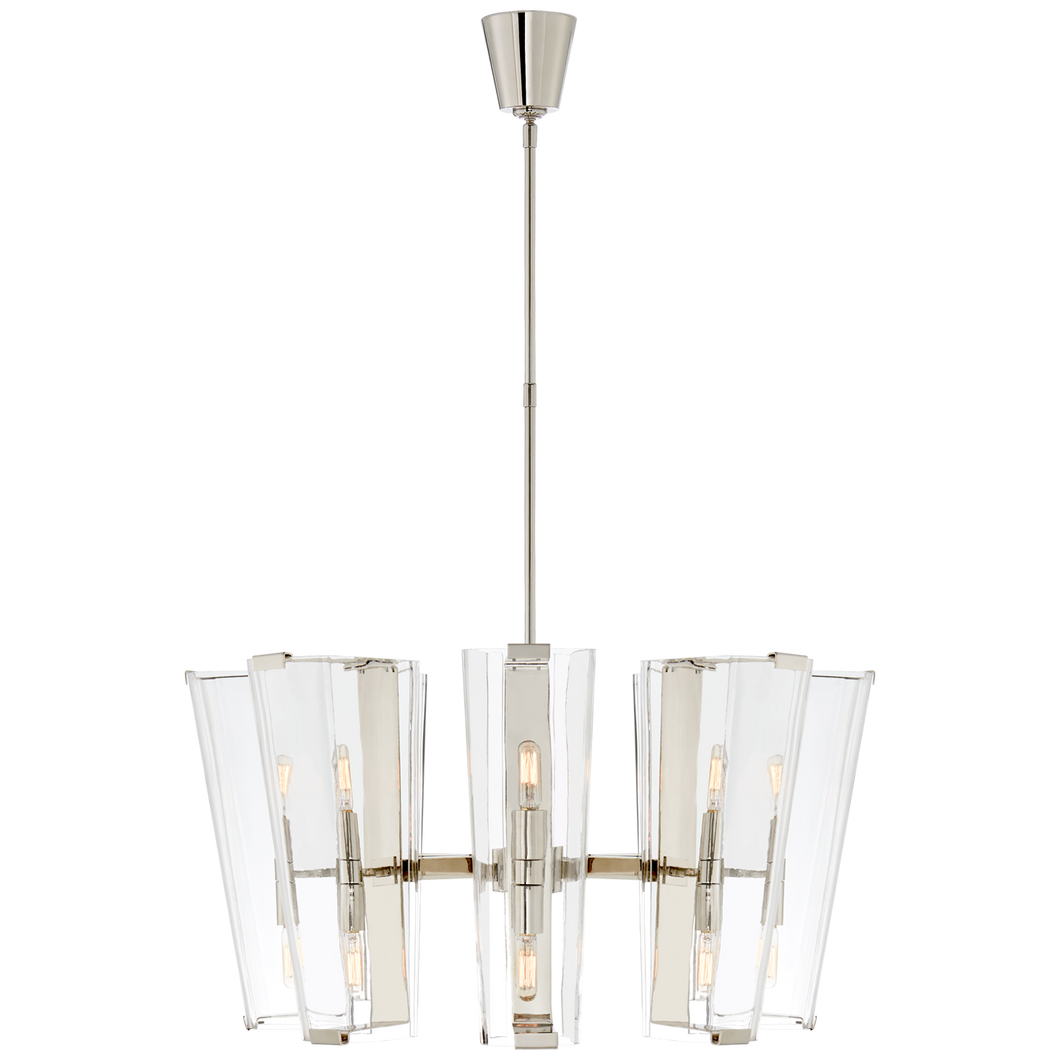 Alpine Medium Chandelier in Polished Nickel with Clear Glass