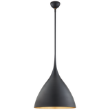 Agnes Medium Pendant in Matte Black with Gild Interior