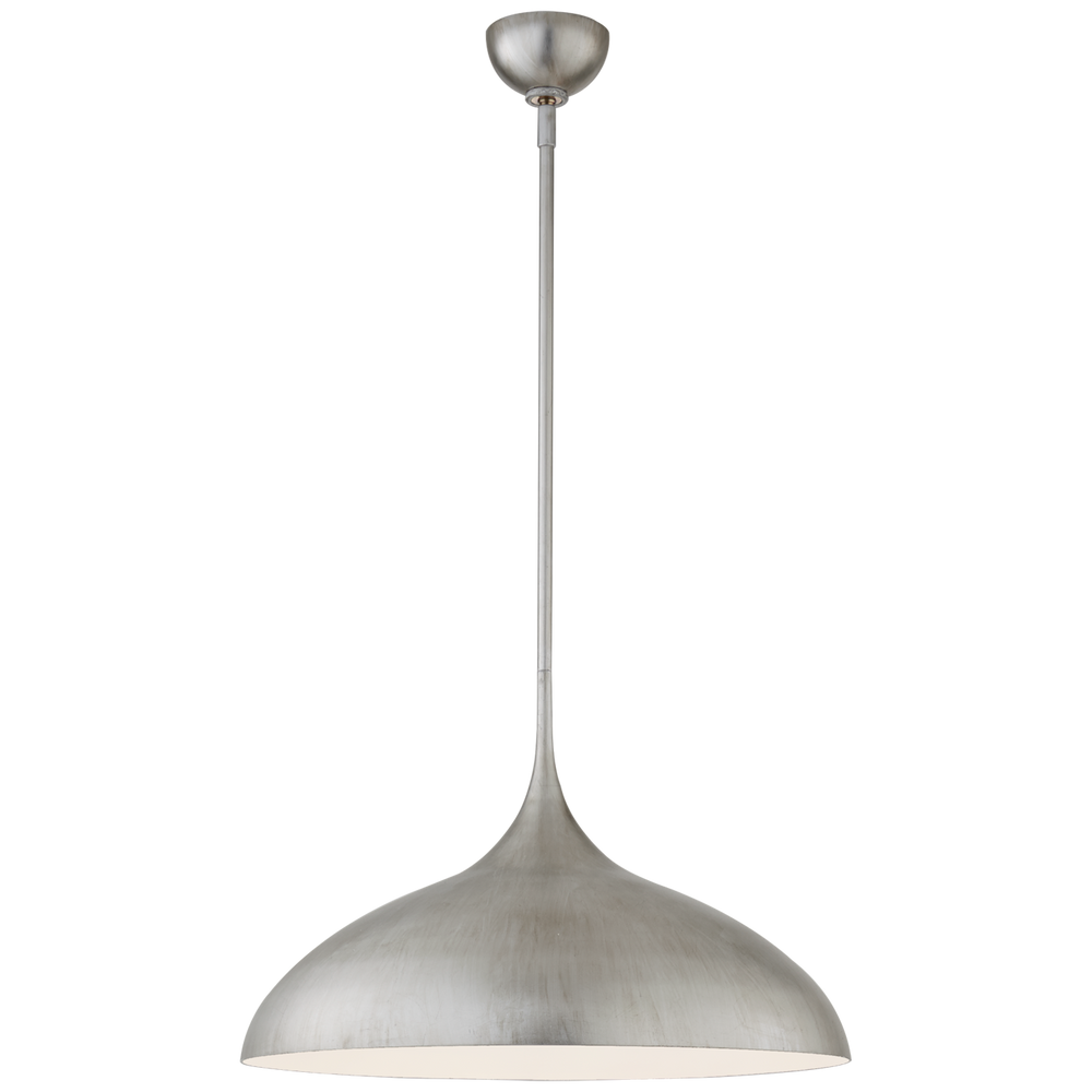 Agnes Large Pendant in Burnished Silver Leaf with White Interior