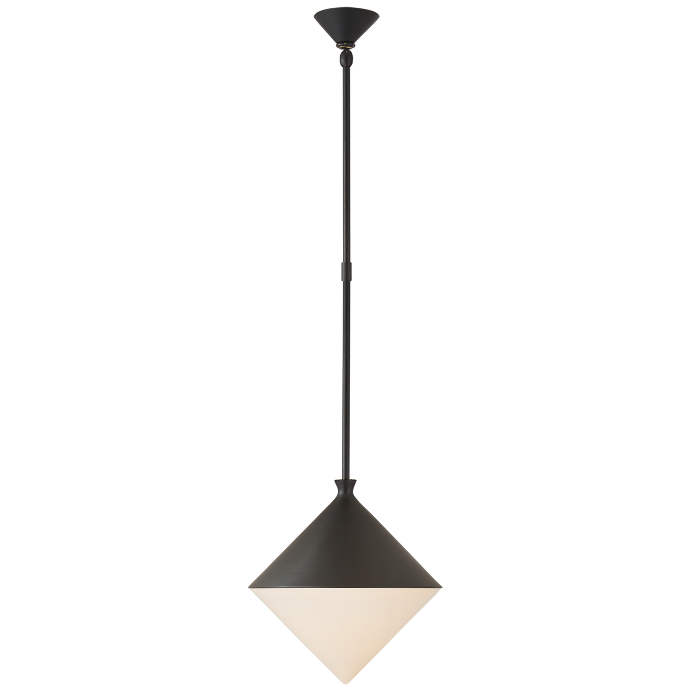 Sarnen Small Pendant in Matte Black with White Glass
