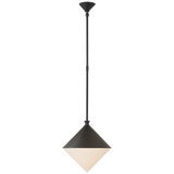Sarnen Small Pendant in Matte Black with White Glass
