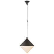 Sarnen Small Pendant in Matte Black with White Glass