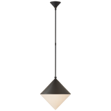 Sarnen Medium Pendant in Matte Black with White Glass