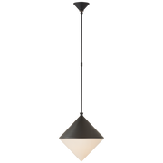 Sarnen Medium Pendant in Matte Black with White Glass