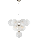 Cristol Tiered Chandelier in Polished Nickel with White Strie Glass