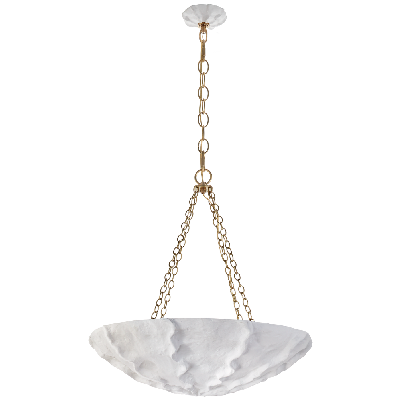 Benit Medium Sculpted Chandelier in Plaster White and Gild