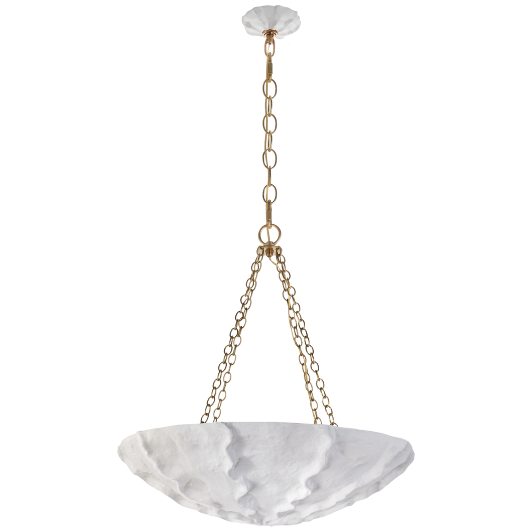 Benit Medium Sculpted Chandelier in Plaster White and Gild