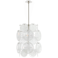 Loire Medium Barrel Chandelier in Polished Nickel with White Strie Glass