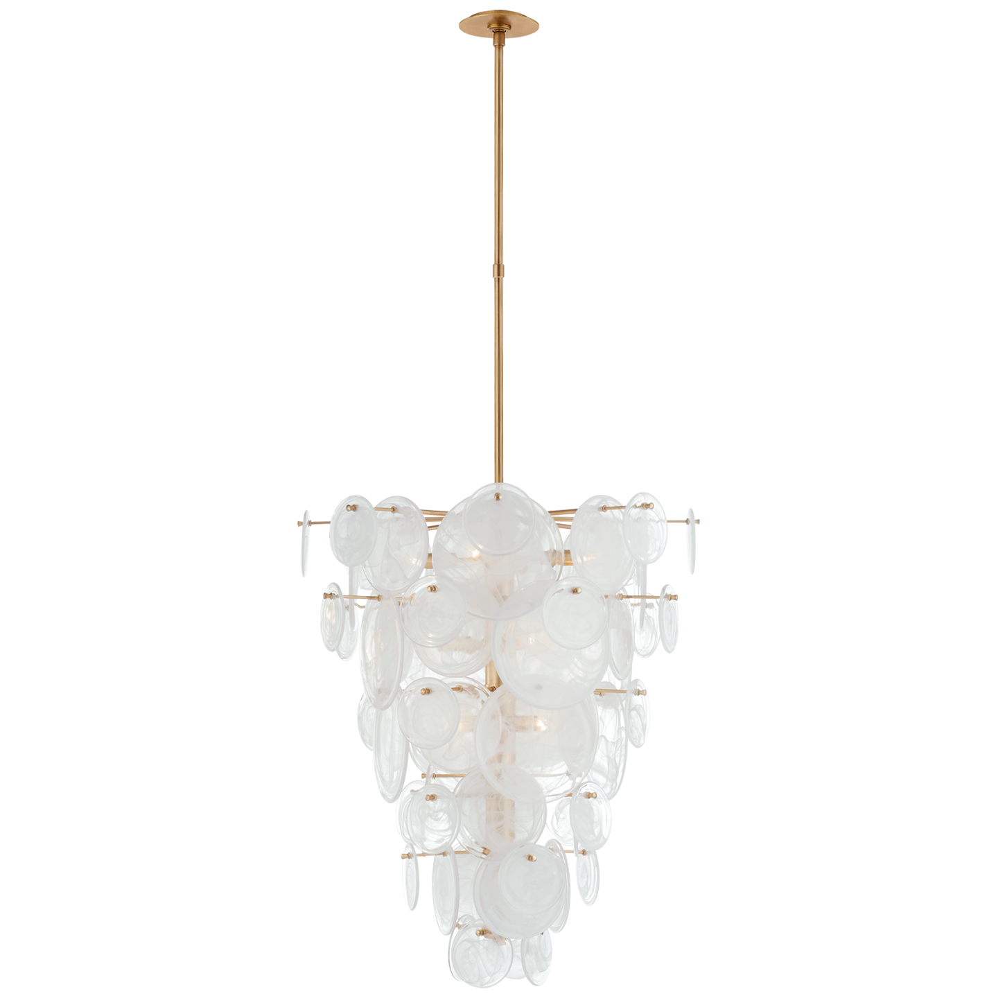 Lade das Bild in den Galerie-Viewer, Loire Cascading Chandelier in Gild with White Strie Glass
