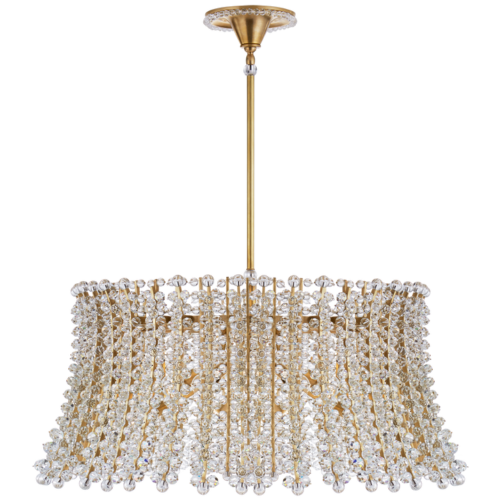 Serafina Large Drum Chandelier in Hand-Rubbed Antique Brass with Crystal