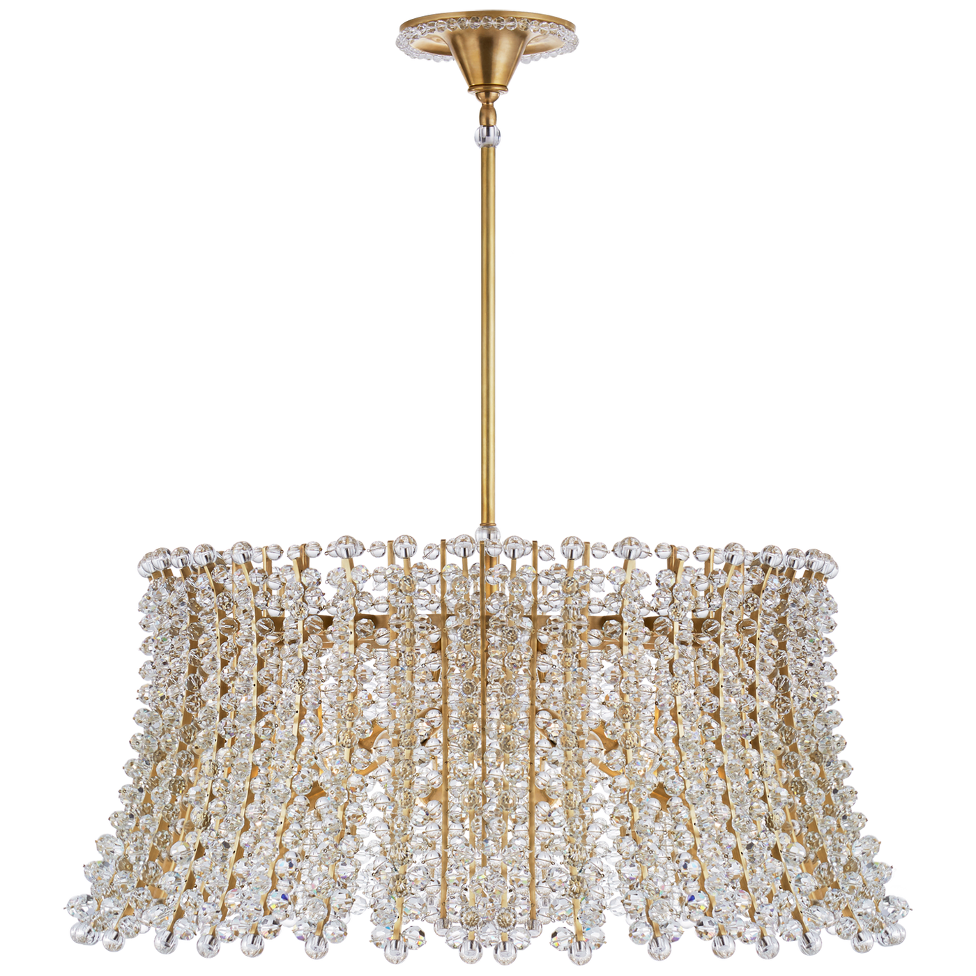 Serafina Large Drum Chandelier in Hand-Rubbed Antique Brass with Crystal