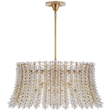 Serafina Large Drum Chandelier in Hand-Rubbed Antique Brass with Crystal
