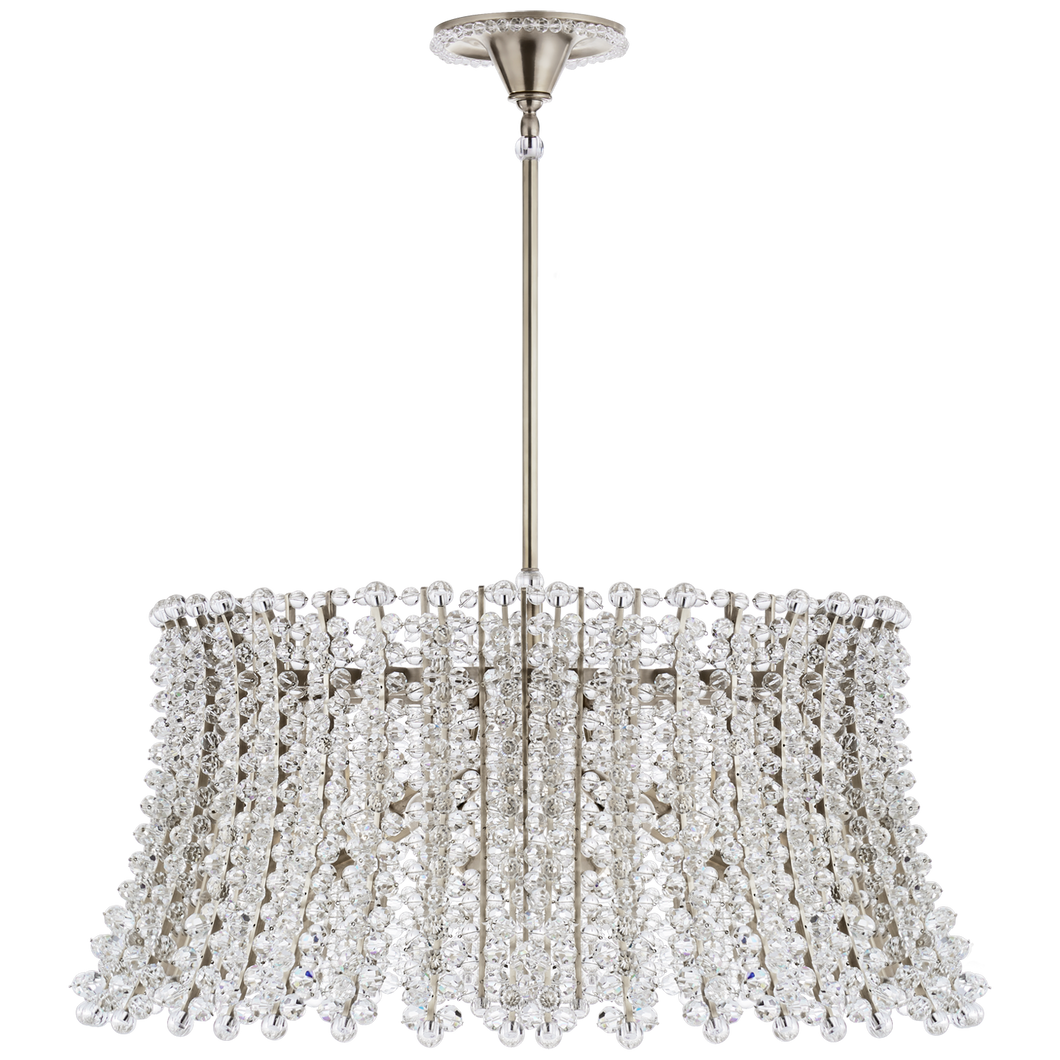 Serafina Large Drum Chandelier in Polished Nickel with Crystal