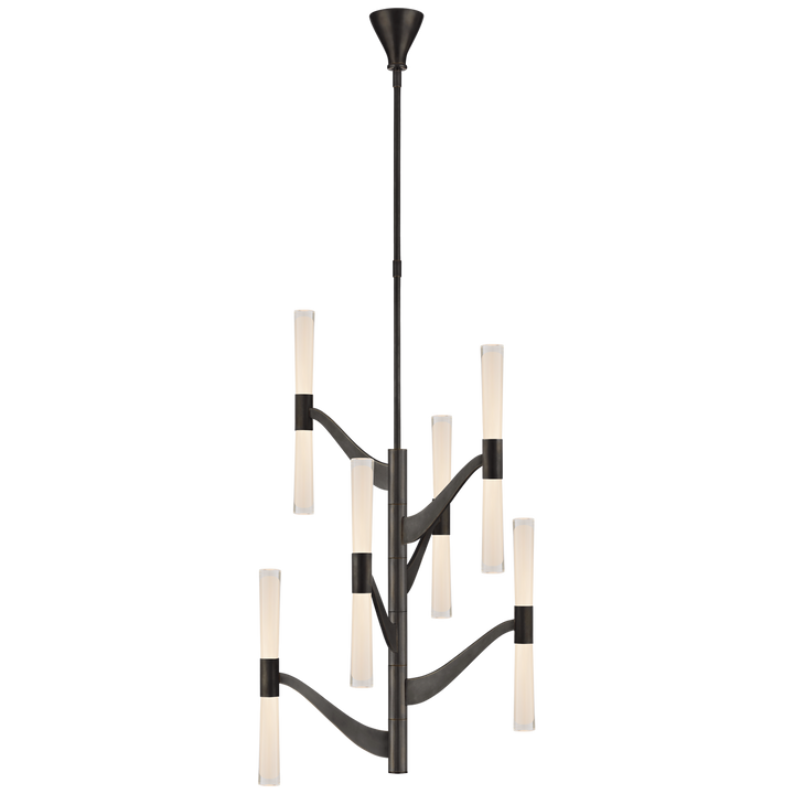 Brenta Medium Tall Chandelier in Bronze with Clear Glass 
