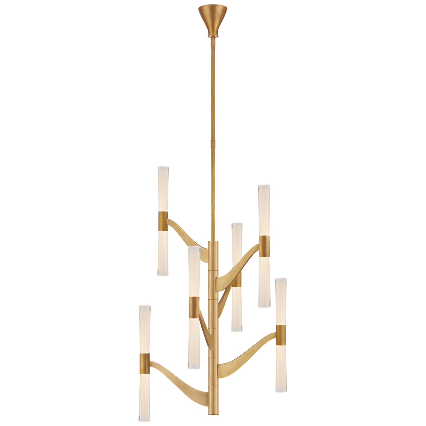 Brenta Medium Tall Chandelier in Hand-Rubbed Antique Brass with Clear Glass 