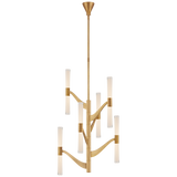 Brenta Medium Tall Chandelier in Hand-Rubbed Antique Brass with Clear Glass 