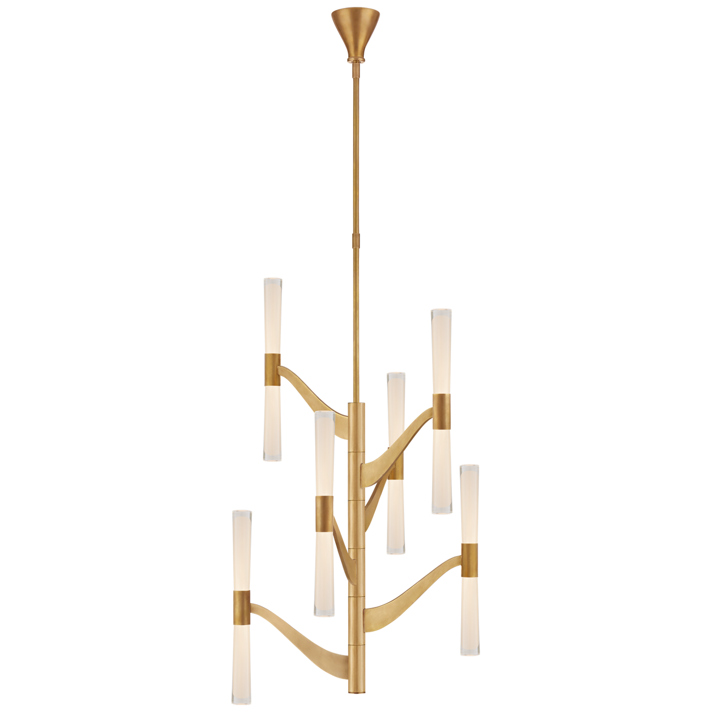 Lataa kuva Galleria-katseluun, Brenta Medium Tall Chandelier in Hand-Rubbed Antique Brass with Clear Glass 
