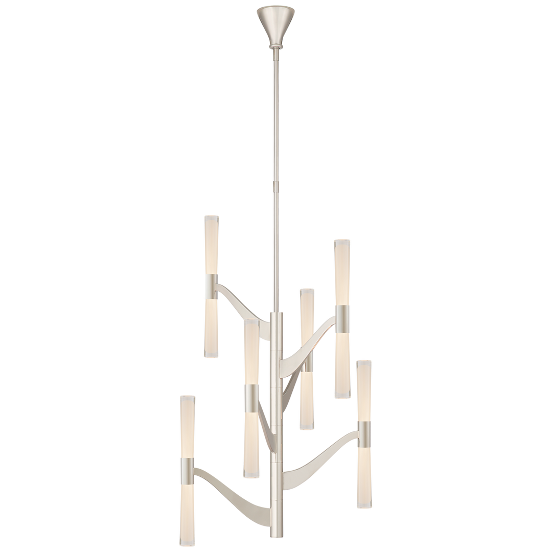 Brenta Medium Tall Chandelier in Polished Nickel with Clear Glass 