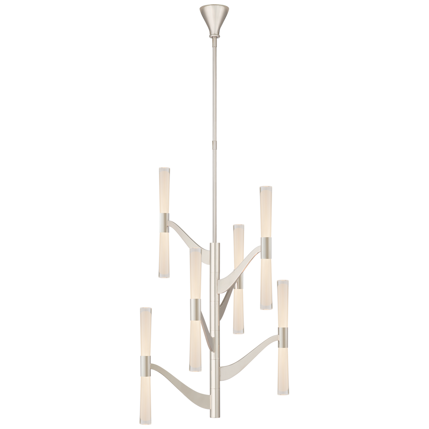 Brenta Medium Tall Chandelier in Polished Nickel with Clear Glass 