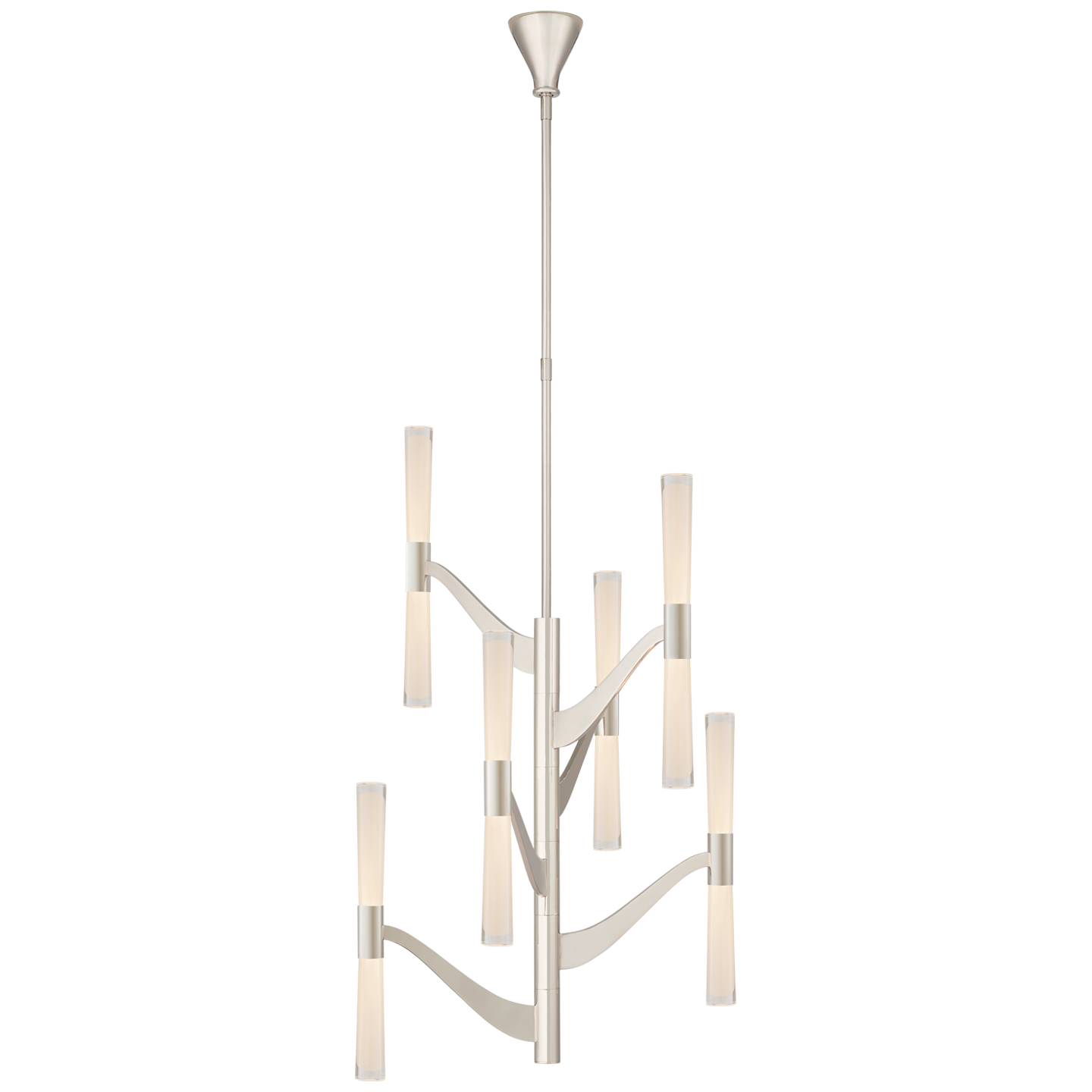Lataa kuva Galleria-katseluun, Brenta Medium Tall Chandelier in Polished Nickel with Clear Glass 
