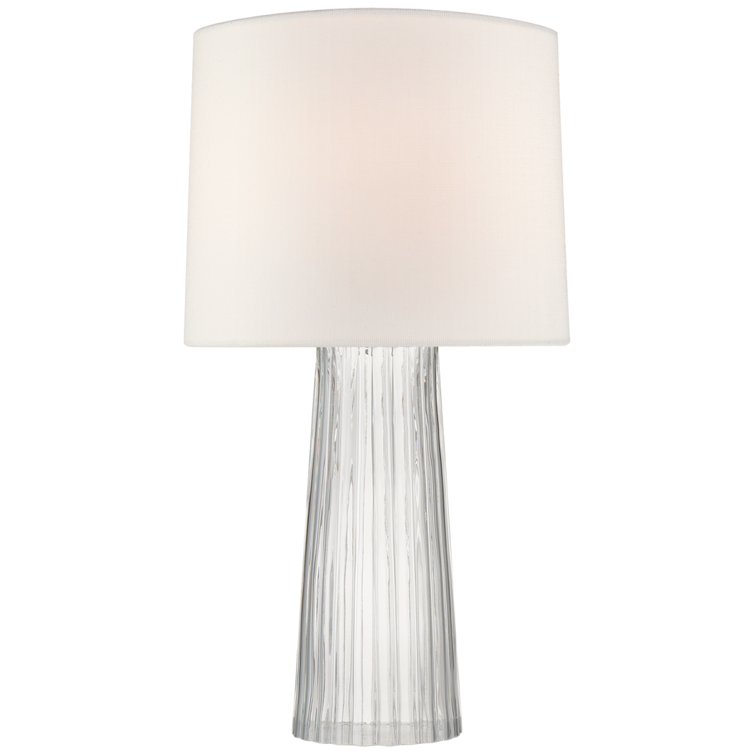 Danube Medium Table Lamp in Clear Glass with Linen Shade