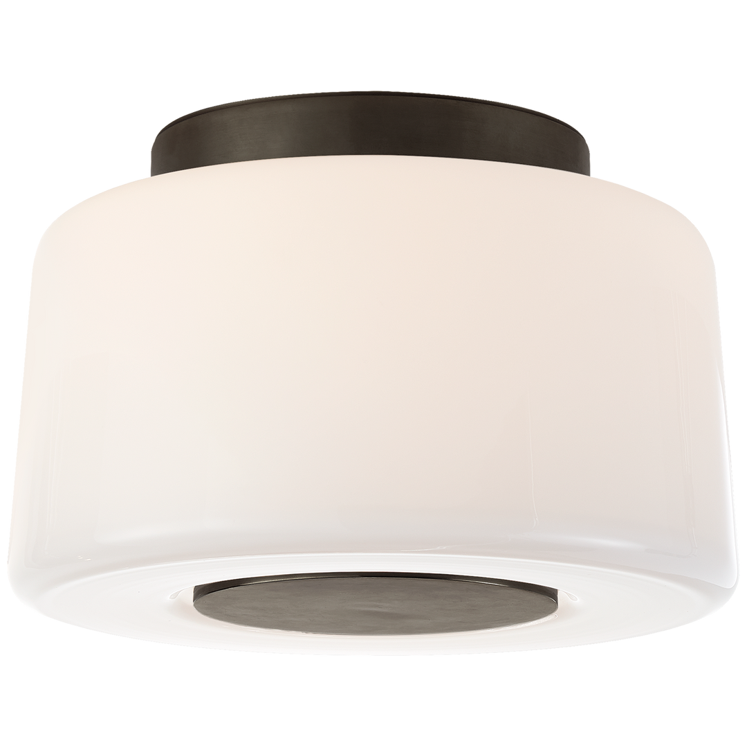 Acme Small Flush Mount in Bronze with White Glass