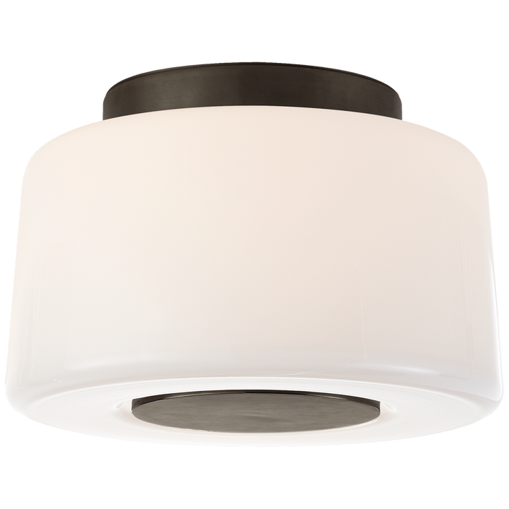 Acme Small Flush Mount in Bronze with White Glass
