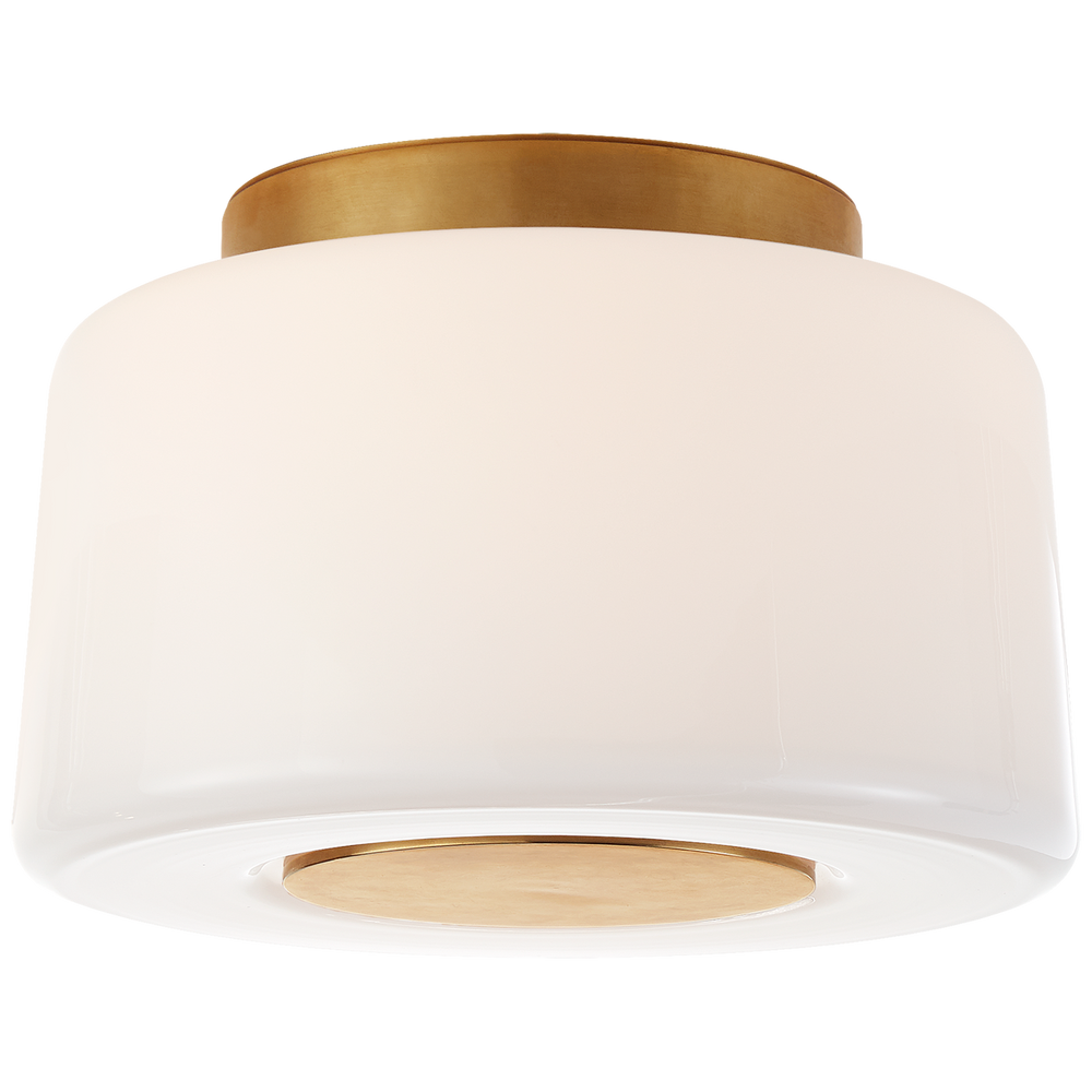 Acme Small Flush Mount in Soft Brass with White Glass