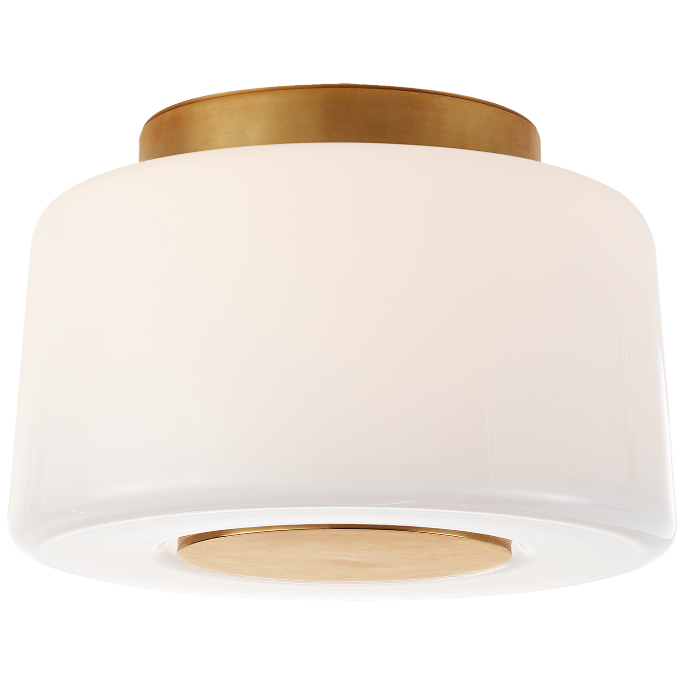 Acme Small Flush Mount in Soft Brass with White Glass