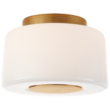 Acme Small Flush Mount in Soft Brass with White Glass