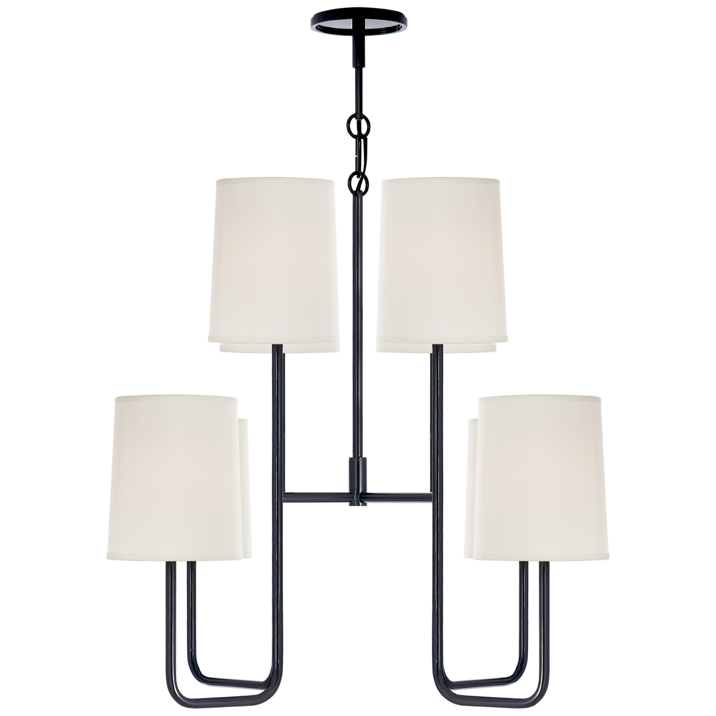 Lade das Bild in den Galerie-Viewer, Go Lightly Medium Chandelier in Charcoal with Silk Shades

