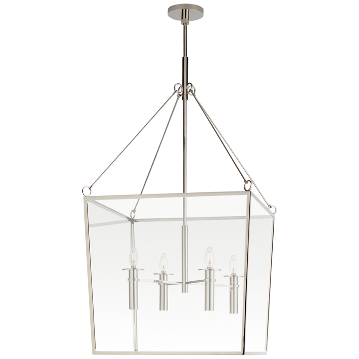 Cochere Large Lantern in Polished Nickel