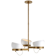 Lightwell Medium Triple Chandelier in Soft Brass with White Shades