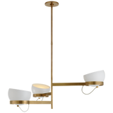 Lightwell Grande Triple Chandelier in Soft Brass with White Shades
