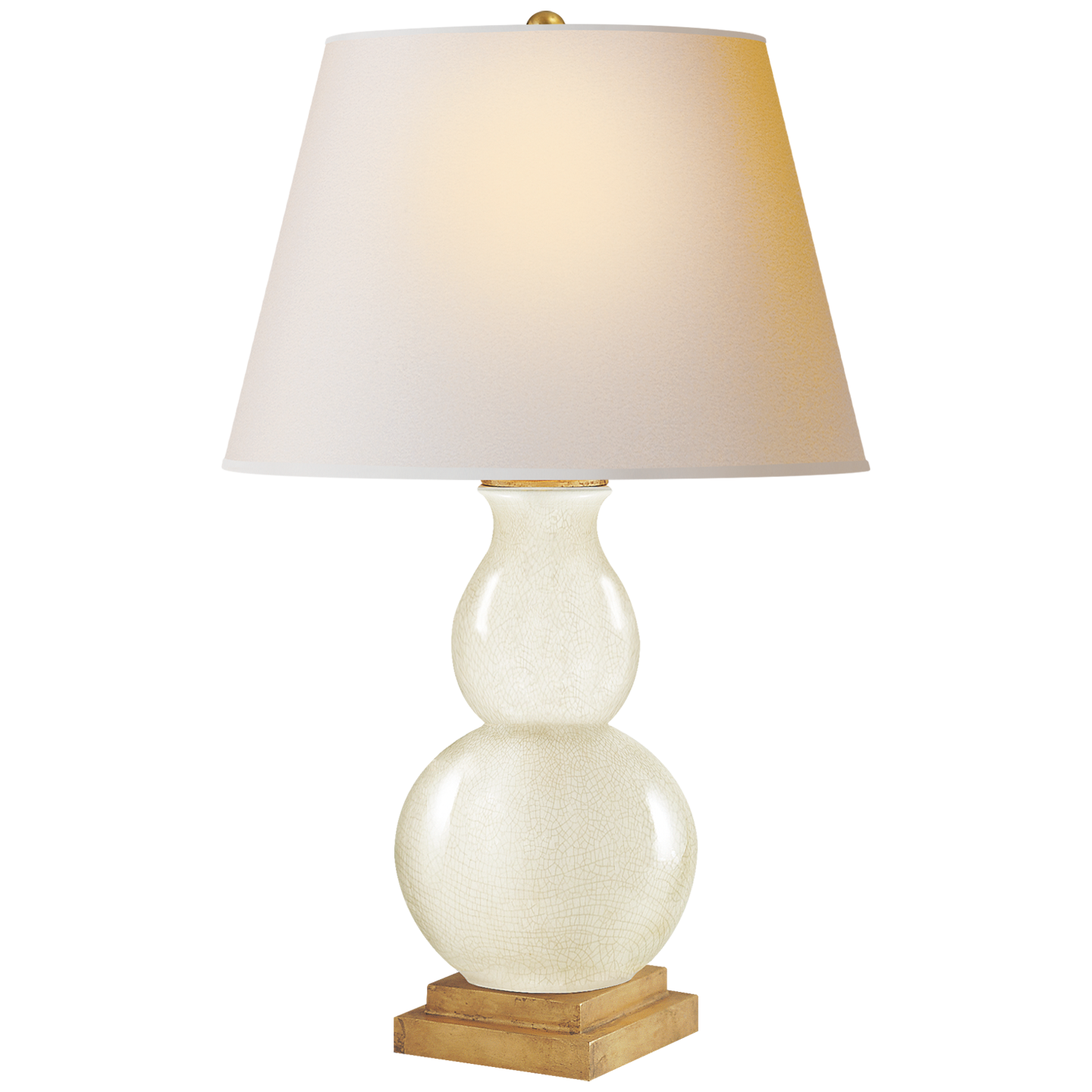 Ladda upp bild till gallerivisning, Gourd Form Small Table Lamp in Tea Stain with Natural Paper Shade
