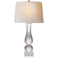 Contemporary Balustrade Table Lamp in Crystal with Natural Paper Shade