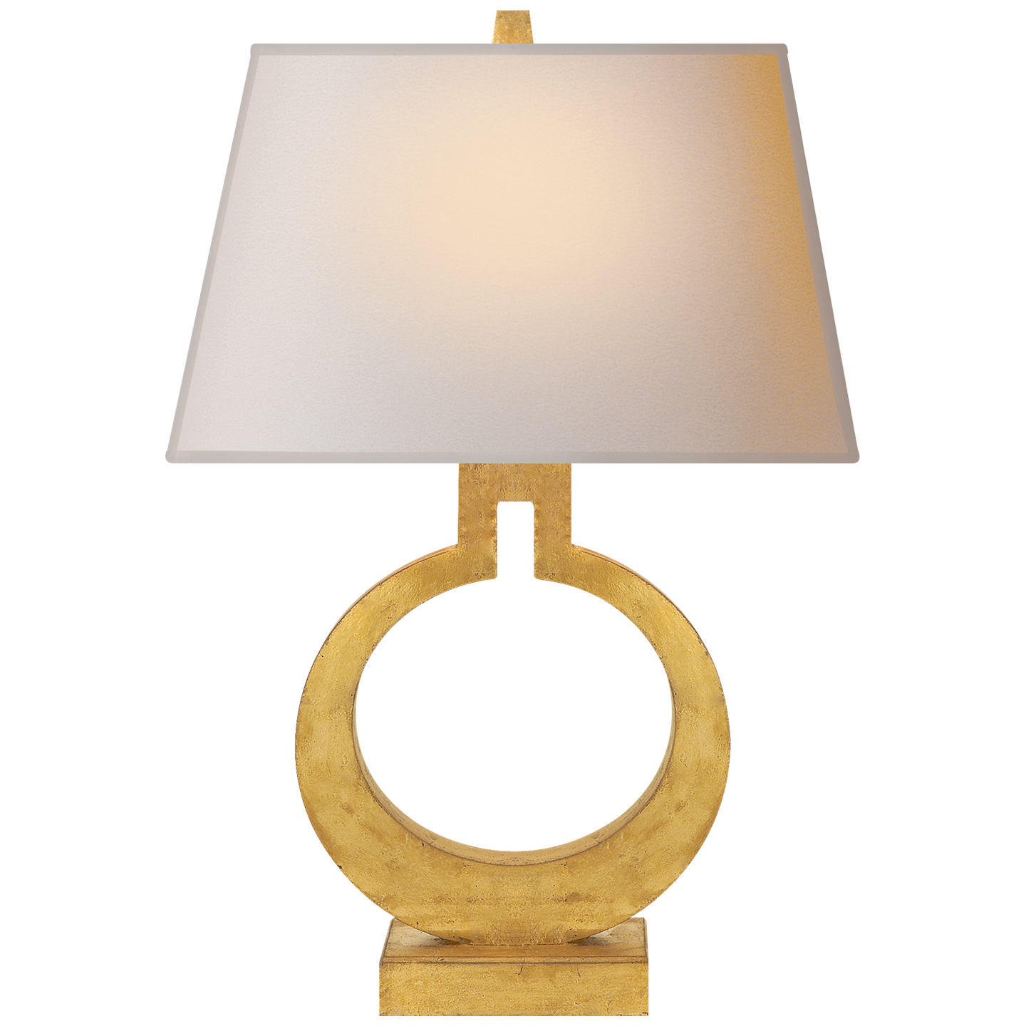 Lade das Bild in den Galerie-Viewer, Ring Form Small Table Lamp in Gild with Natural Paper Shade
