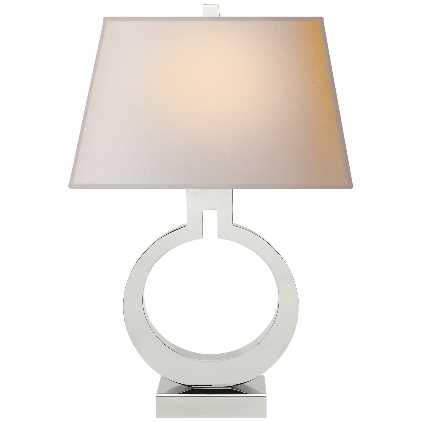Lade das Bild in den Galerie-Viewer, Ring Form Small Table Lamp in Polished Nickel with Natural Paper Shade
