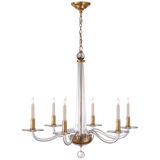 Robinson Medium Chandelier in Antique-Burnished Brass and Clear Glass