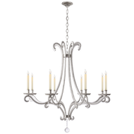 Oslo Large Chandelier in Burnished Silver Leaf with Crystal