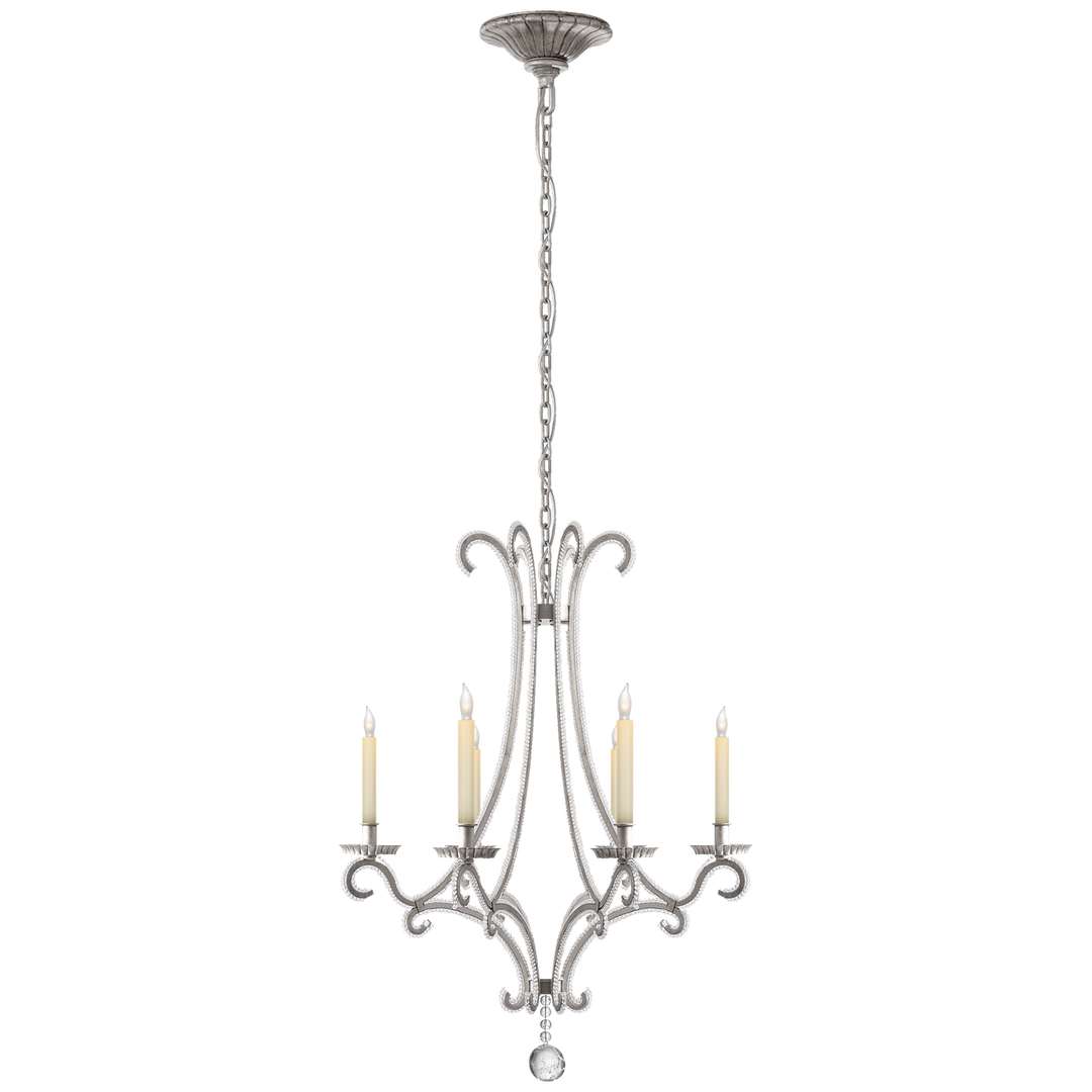 Oslo Small Chandelier in Burnished Silver Leaf with Crystal