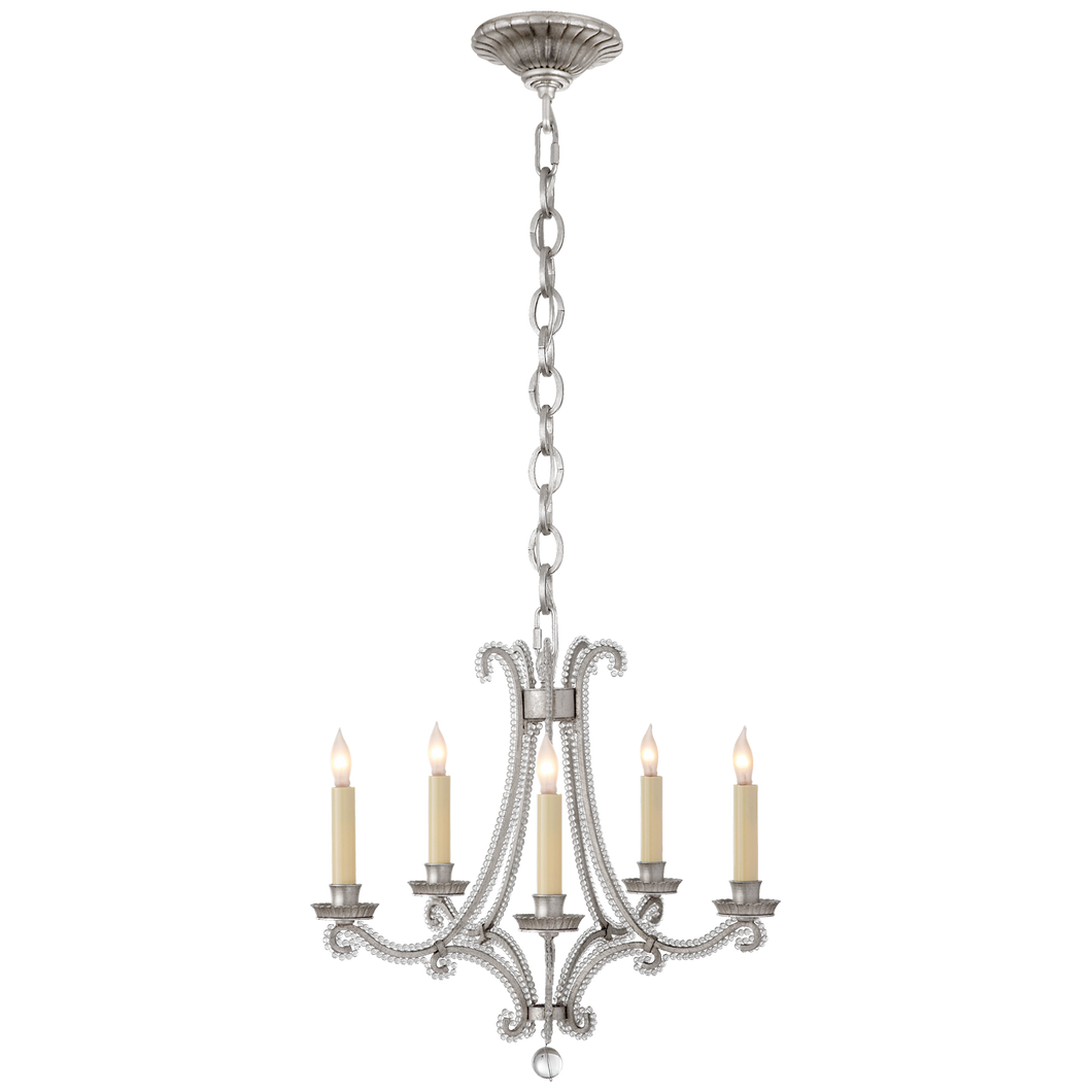 Oslo Mini Chandelier in Burnished Silver Leaf and Crystal