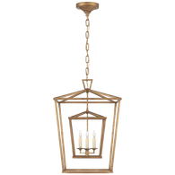 Darlana Medium Double Cage Lantern in Gilded Iron